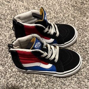 Vans Kids' Easy Logo Sk8-Hi Zip Sneakers America Red White and Blue Toddler 7
